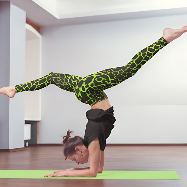 Neon Grönt Giraffe spots Mönster Leggings (Skapare uppladdad)