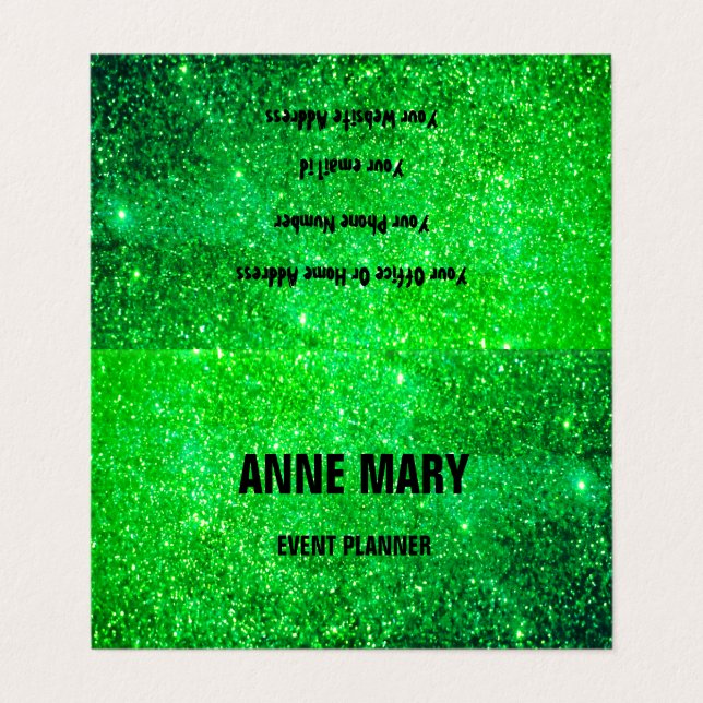 Neon Grönt Glitter Mönster Färgfläckig Bright Bröl Visitkort (Utsida ovikt)