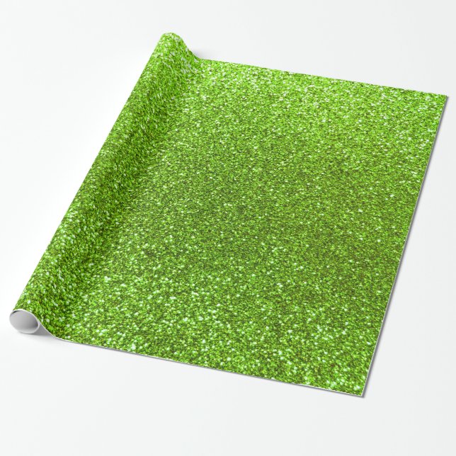 Neon grönt glitter presentpapper (Utrullad)