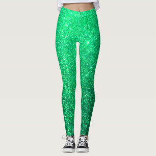 Neon Grönt Glitter Sparkly Colorful Bright Girly Leggings