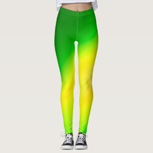Neon Grönt/ gult Gradient Ombre Leggings