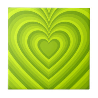 Neon Grönt Hypnotic Heart Kärlek Mönster Kakelplatta