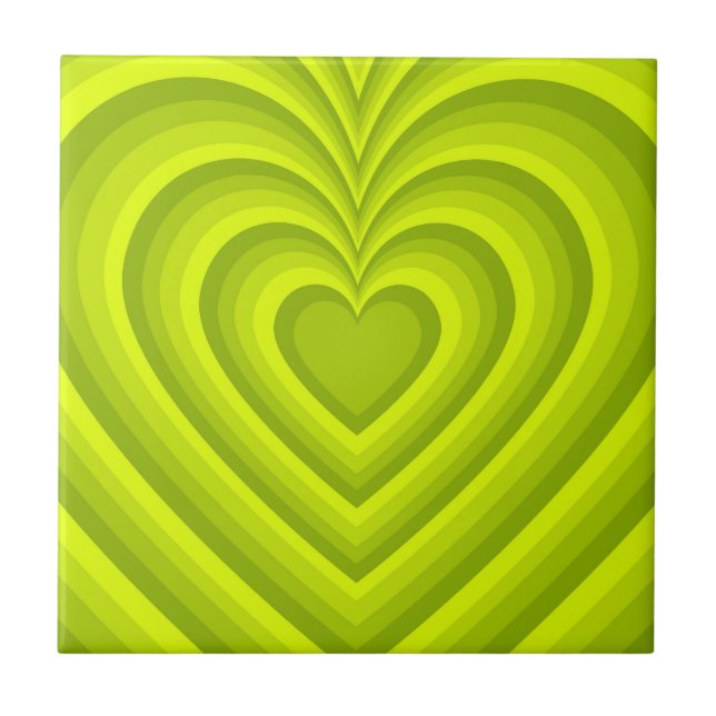 Neon Grönt Hypnotic Heart Kärlek Mönster Kakelplatta (Framsidan)