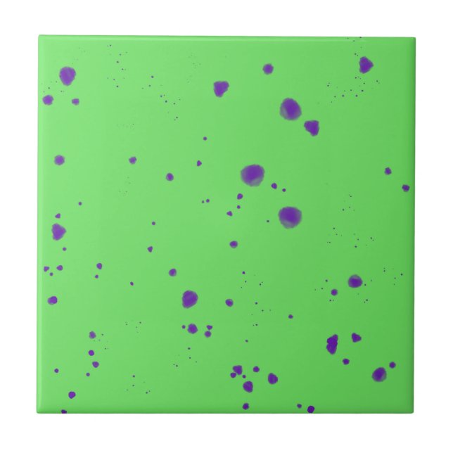 Neon Grönt Lila Splotches Kakelplatta (Framsidan)