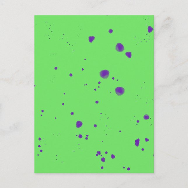 Neon Grönt Lila Splotches Vykort (Framsida)