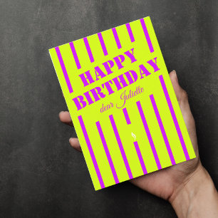 Neon grönt lilac grattis på födelsedagen hälsning