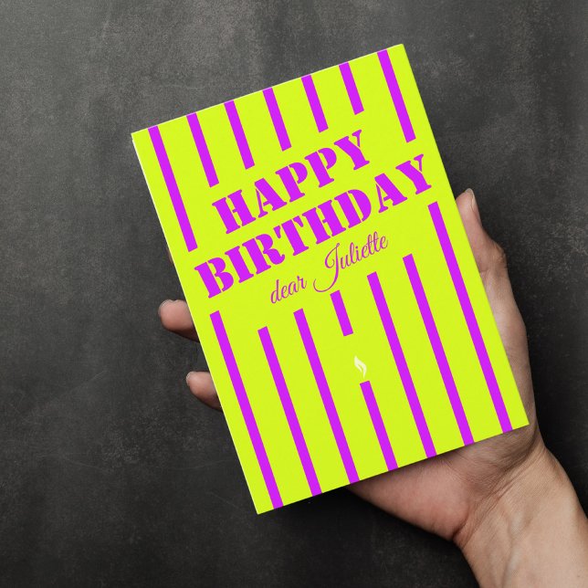 Neon grönt lilac grattis på födelsedagen hälsning (Skapare uppladdad)