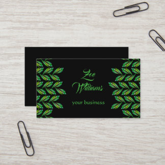 Neon grönt löv - fractal konst, modern visitkort