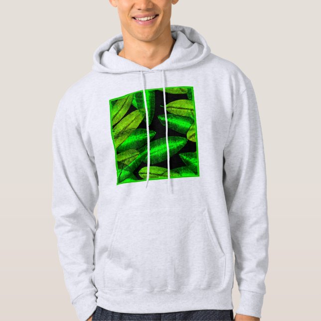 Neon Grönt Lövs Art. Köp nu Hoodie (Framsida)