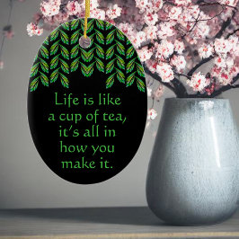 Neon grönt lövs - fractal konst, irish say, julgransprydnad keramik