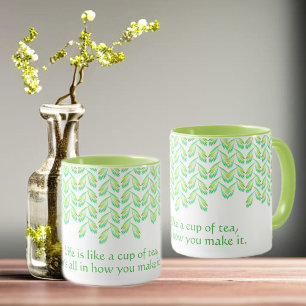 Neon grönt lövs - fractal konst, irish say, mugg