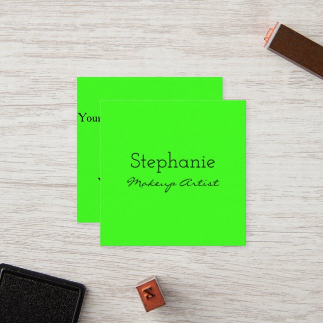 Neon Grönt Makeup Artist Salon Bright Colorful  Lojalitetskort (Fram/Back In Situ)