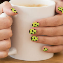 Neon Grönt med Polka dots, svart vattenfärg