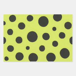 Neon Grönt med Polka dots, svart vattenfärg