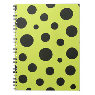 Neon Grönt med Polka dots, svart vattenfärg Anteckningsbok