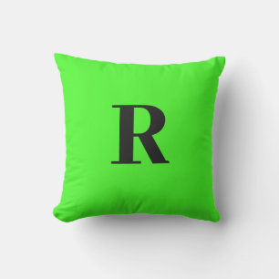 Neon Grönt Monogram initialt, enkel, minimal moder Kudde