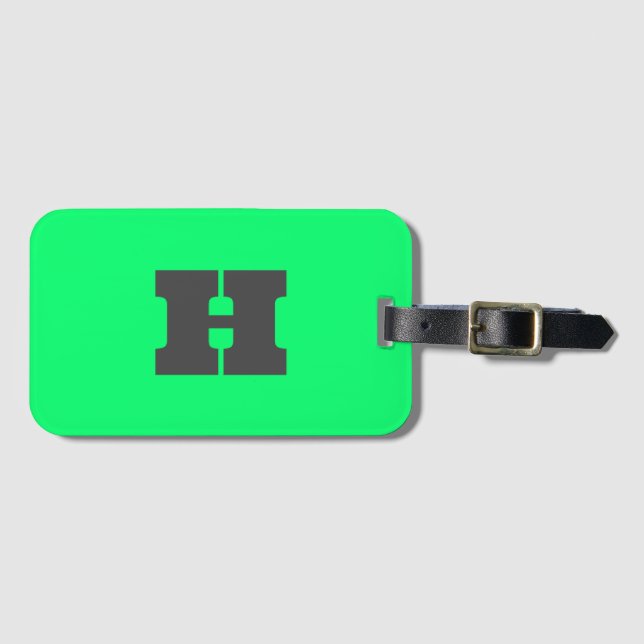 Neon Grönt Monogrammed Trendig Travel Bright Bagagebricka (Framsida horisontal)