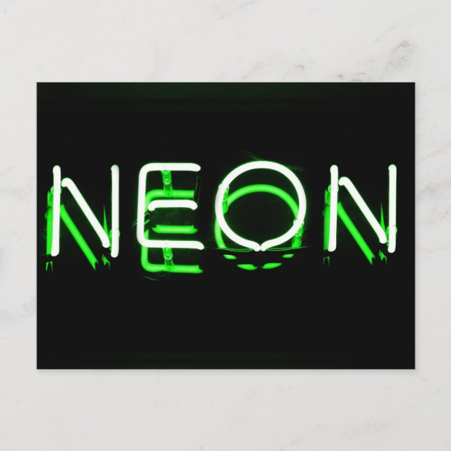 NEON - Grönt Neon-tecken Vykort (Framsida)