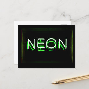 NEON - Grönt Neon-tecken Vykort