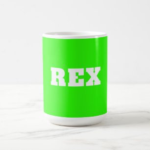 Neon Grönt och Vit Modern Namn Pet Kaffemugg