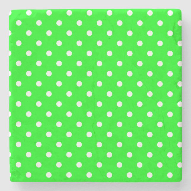 Neon Grönt och Vita Polka dots Square Underlägg (Framsidan)