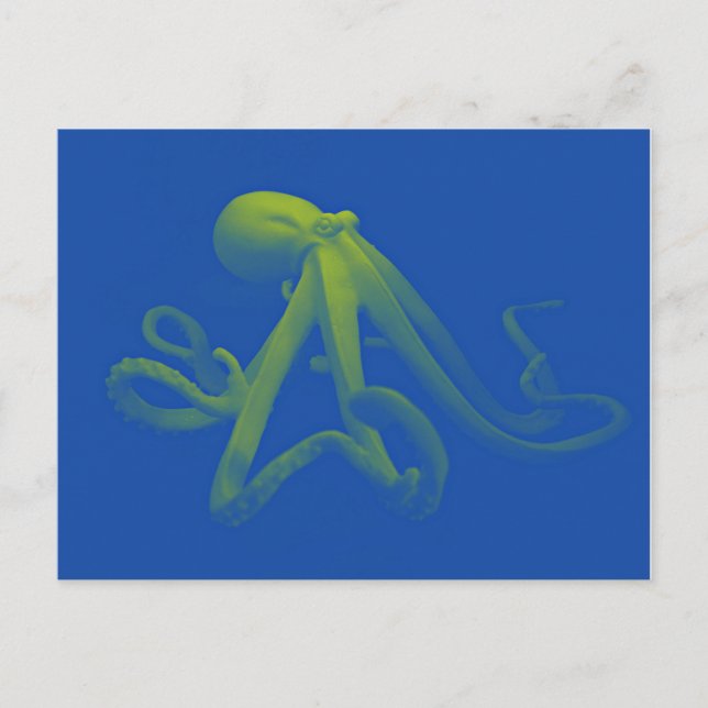 Neon grönt Octopus Vykort (Framsida)