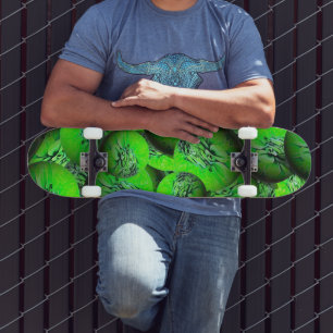 Neon grönt planets - mönster i 3D-optik Mini Skateboard Bräda 18,5 Cm