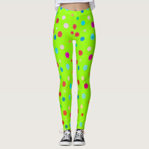 Neon Grönt Polka Dot Leggings