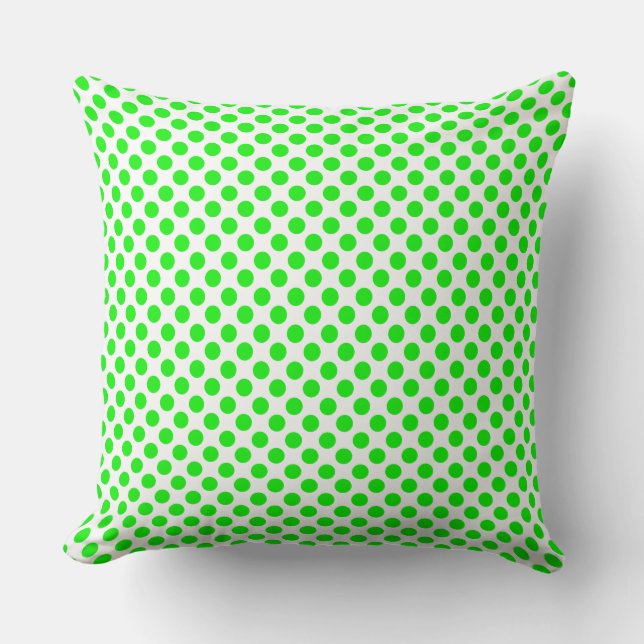 Neon Grönt Polka /dotsThrow Pillow Kudde (Framsida)