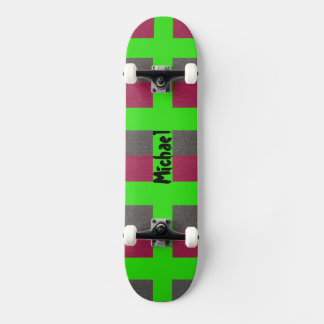 Neon Grönt Preppy Skateboard Simululated Red Grått