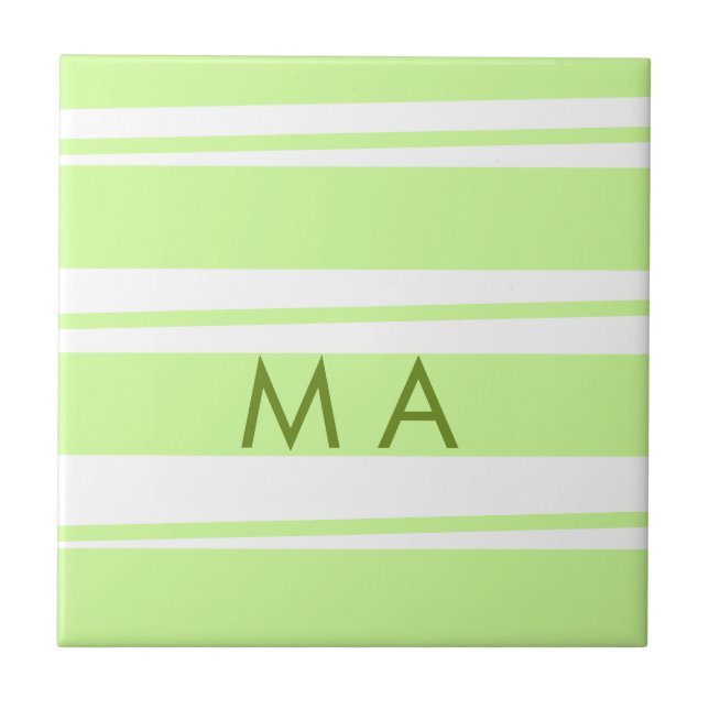 Neon grönt rand grekiska mönster brev monogram kakelplatta (Framsidan)