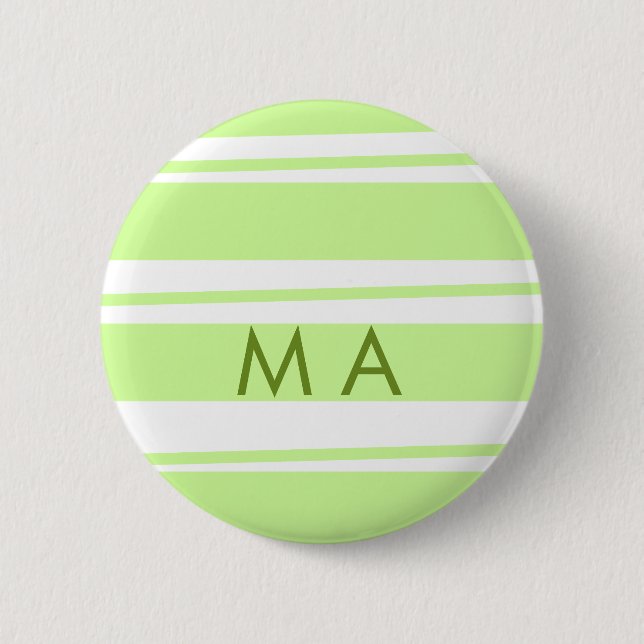 Neon grönt rand grekiska mönster brev monogram knapp (Framsida)