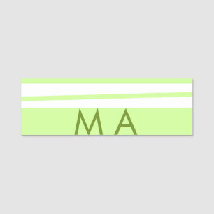Neon grönt rand grekiska mönster brev monogram namnbricka