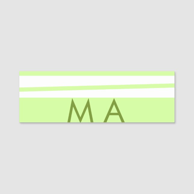 Neon grönt rand grekiska mönster brev monogram namnbricka (Framsida)