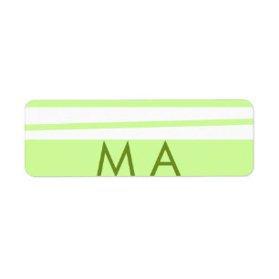 Neon grönt rand grekiska mönster brev monogram returadress etikett