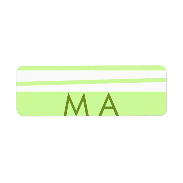 Neon grönt rand grekiska mönster brev monogram returadress etikett (Framsidan)