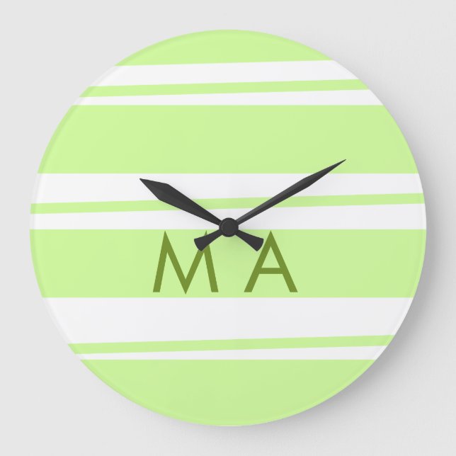 Neon grönt rand grekiska mönster brev monogram stor klocka (Framsida)