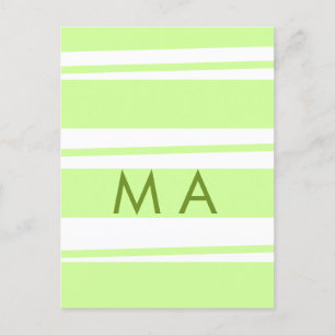 Neon grönt rand grekiska mönster brev monogram vykort