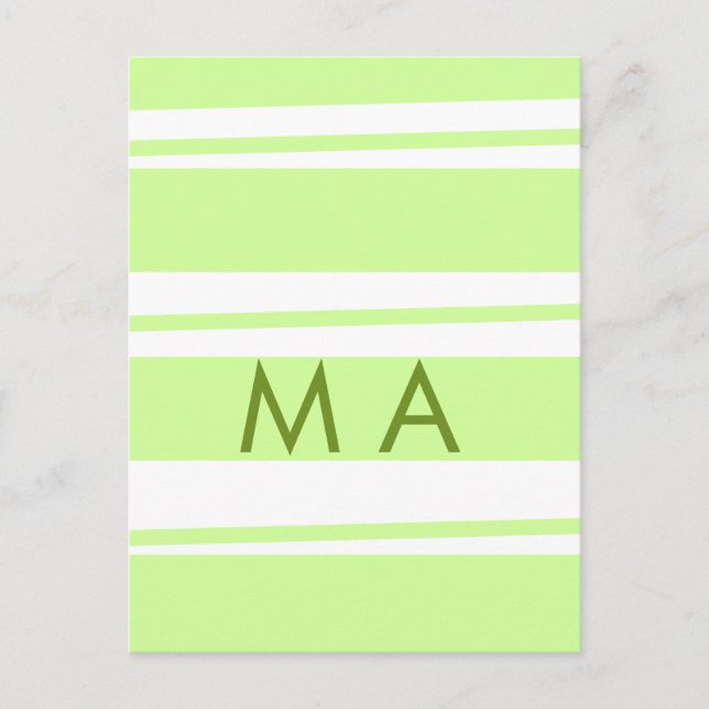 Neon grönt rand grekiska mönster brev monogram vykort (Framsida)