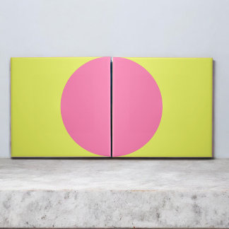 Neon Grönt Rosa Retro Halv Circle Abstrakt av Mod Kakelplatta