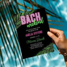 Neon Grönt & Rosa Tropical Bachelorette Helg Inbjudningar