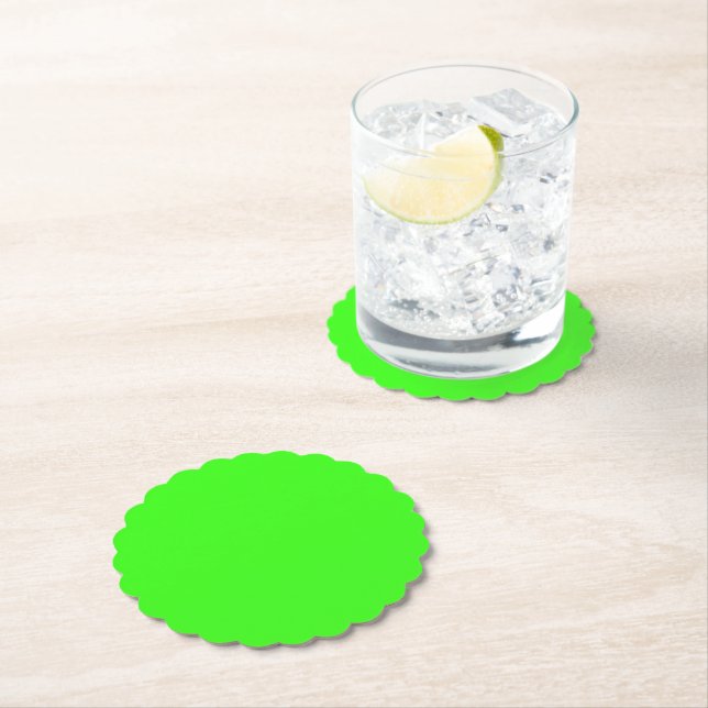 Neon Grönt Scalloped Papper Underlägg (Insitu)
