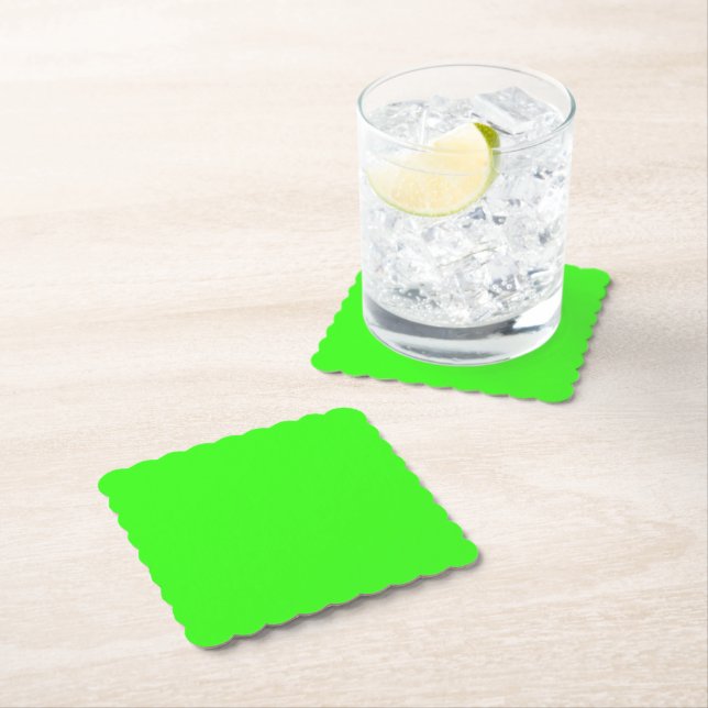 Neon Grönt Scalloped Square Underlägg Papper (Insitu)