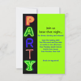 NEON GRÖNT-SIGNER Pub Bat mitzvah Party-kort Inbjudningar