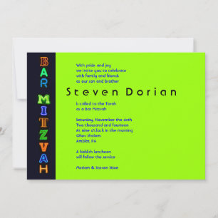 NEON GRÖNT SIGNS Pub Bat mitzvah inbjudan