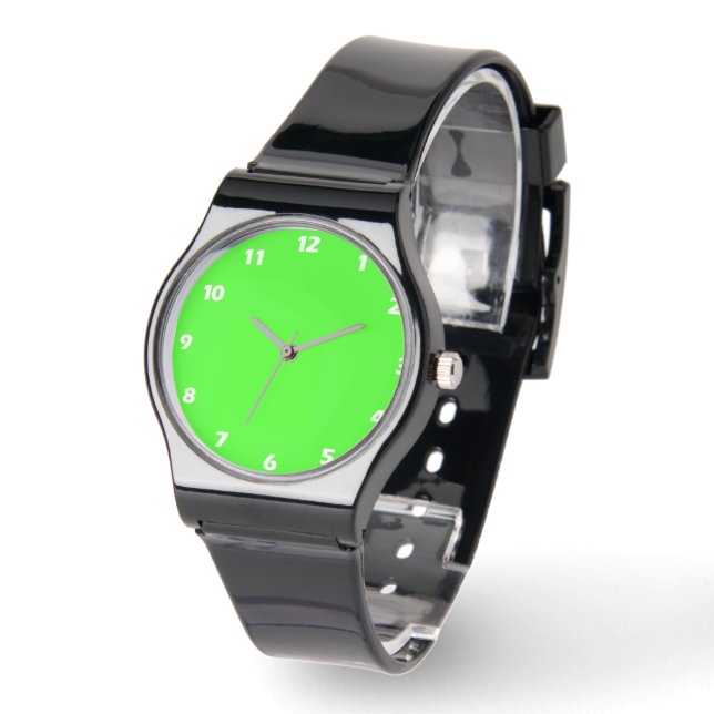 Neon Grönt Solid Färg Armbandsur (Vinkel)