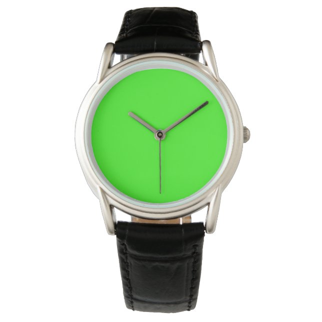 Neon Grönt Solid Färg | Klassisk Armbandsur (Framsida)