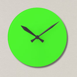 Neon Grönt Solid Färg | Klassisk Rund Klocka