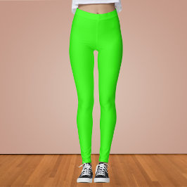 Neon Grönt Solid Färg Leggings