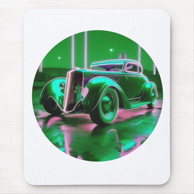 Neon Grönt Street Rod 1930 Musmatta (Framsidan)